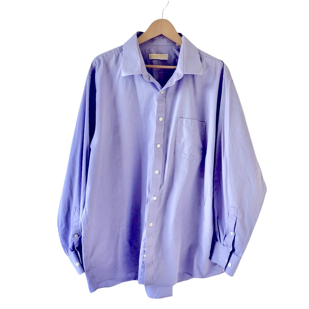 Michael Kors Blue Mens Size 18 1/2 34-35 Long Sleeve Casual Dress Shirt